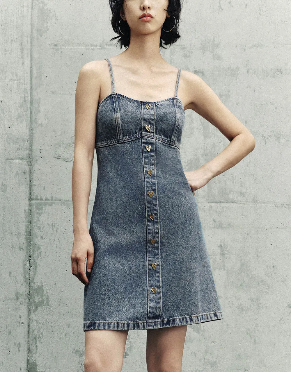 Square-cut Collar Denim Cami Dress sold by Urban Revivo product image thumbnail 2