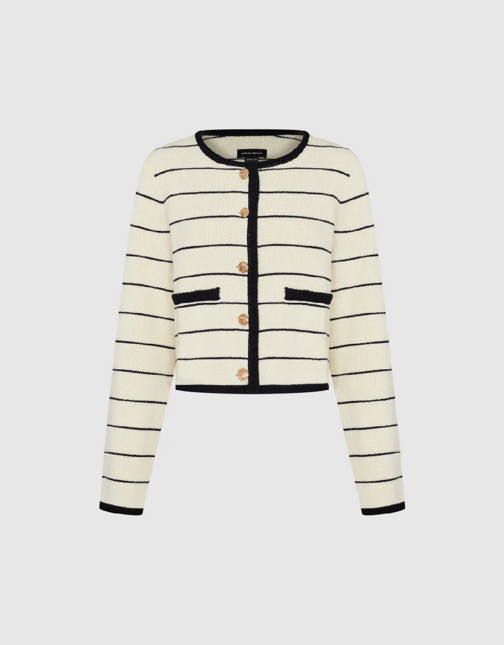 Striped Crew Neck Knitted Cardigan With Fake Pockets sold by Urban Revivo product image thumbnail 5