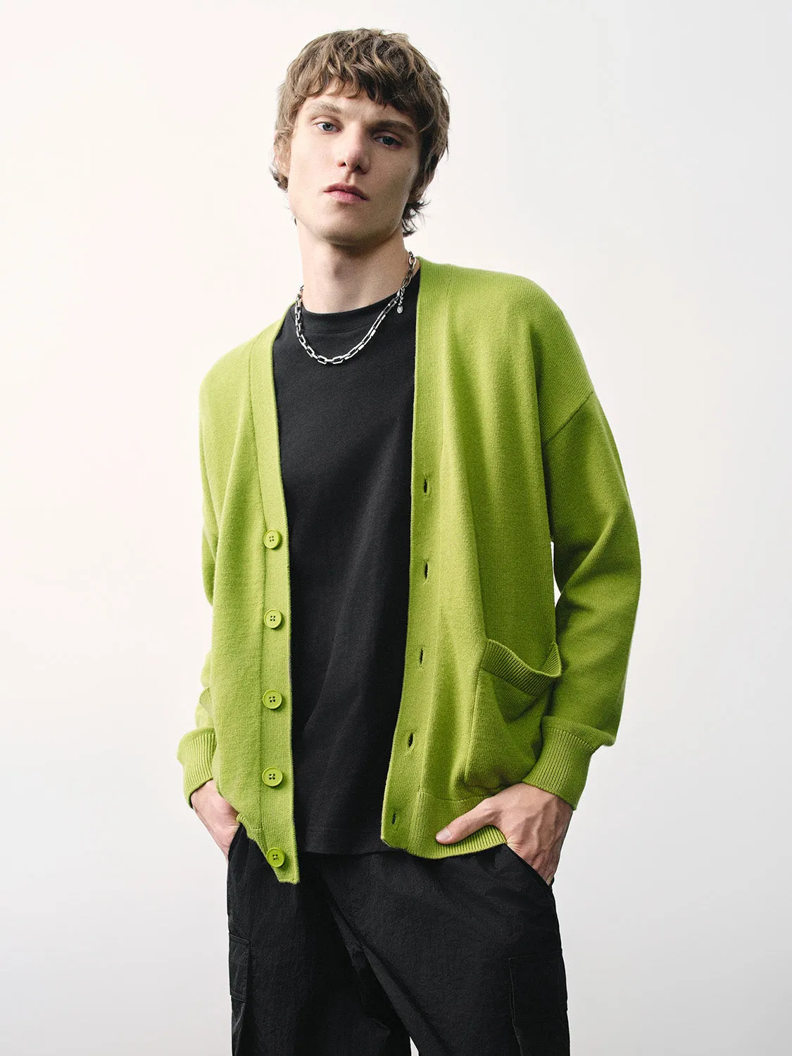 Loose V-Neck Knitted Cardigan sold by Urban Revivo