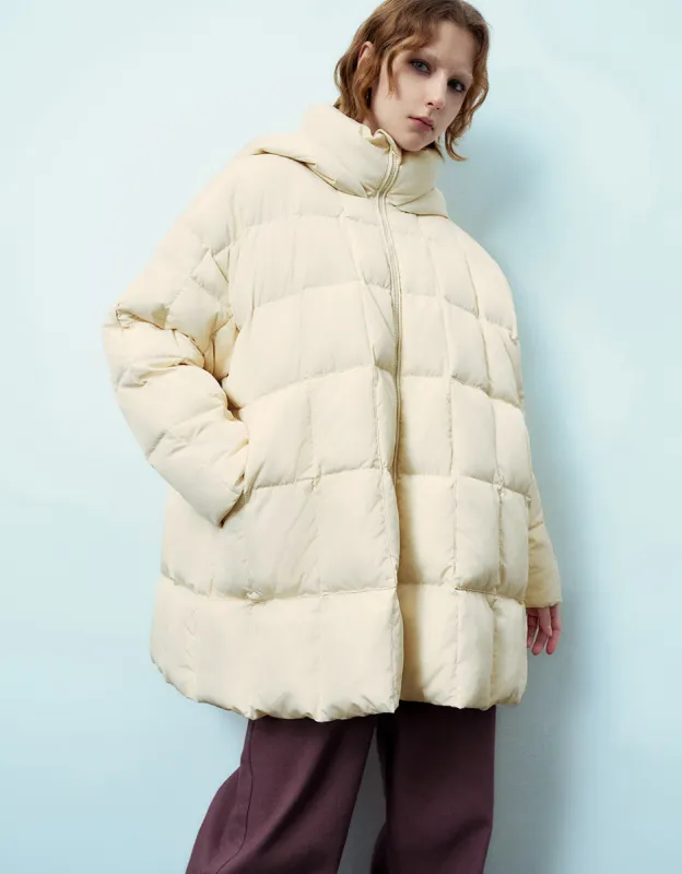 Zipped Hooded Down Jacket sold by Urban Revivo