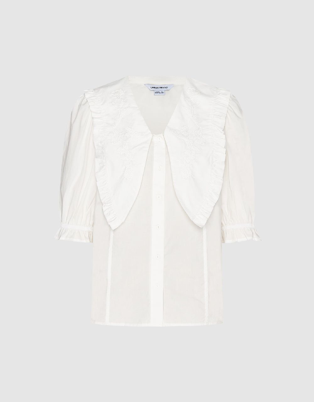 Flower Embroidered Lapel Shirt sold by Urban Revivo