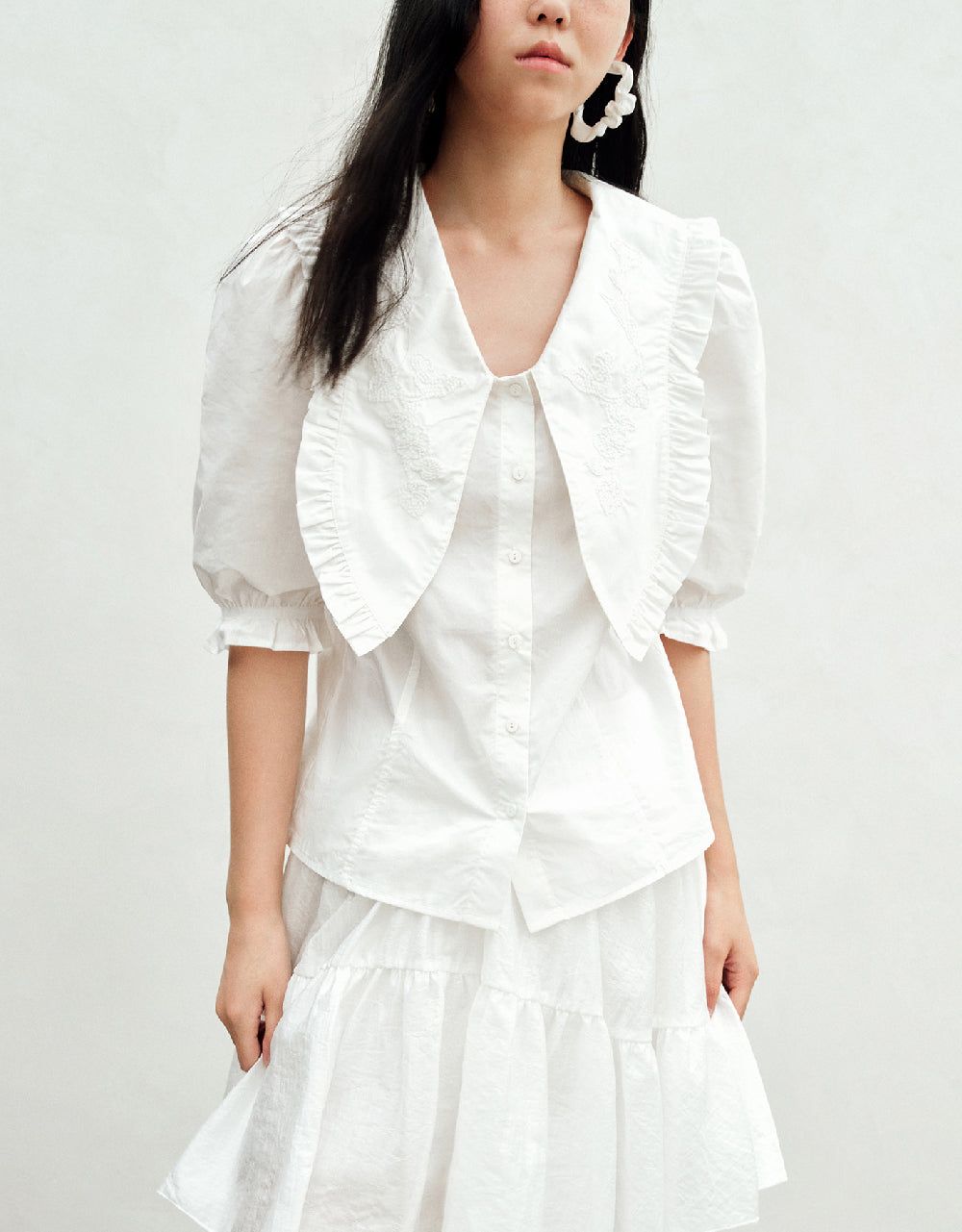 Flower Embroidered Lapel Shirt sold by Urban Revivo product image thumbnail 2