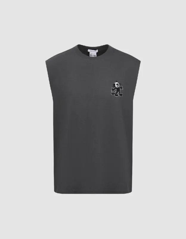 Embossed Crew Neck Loose Tank Top sold by Urban Revivo