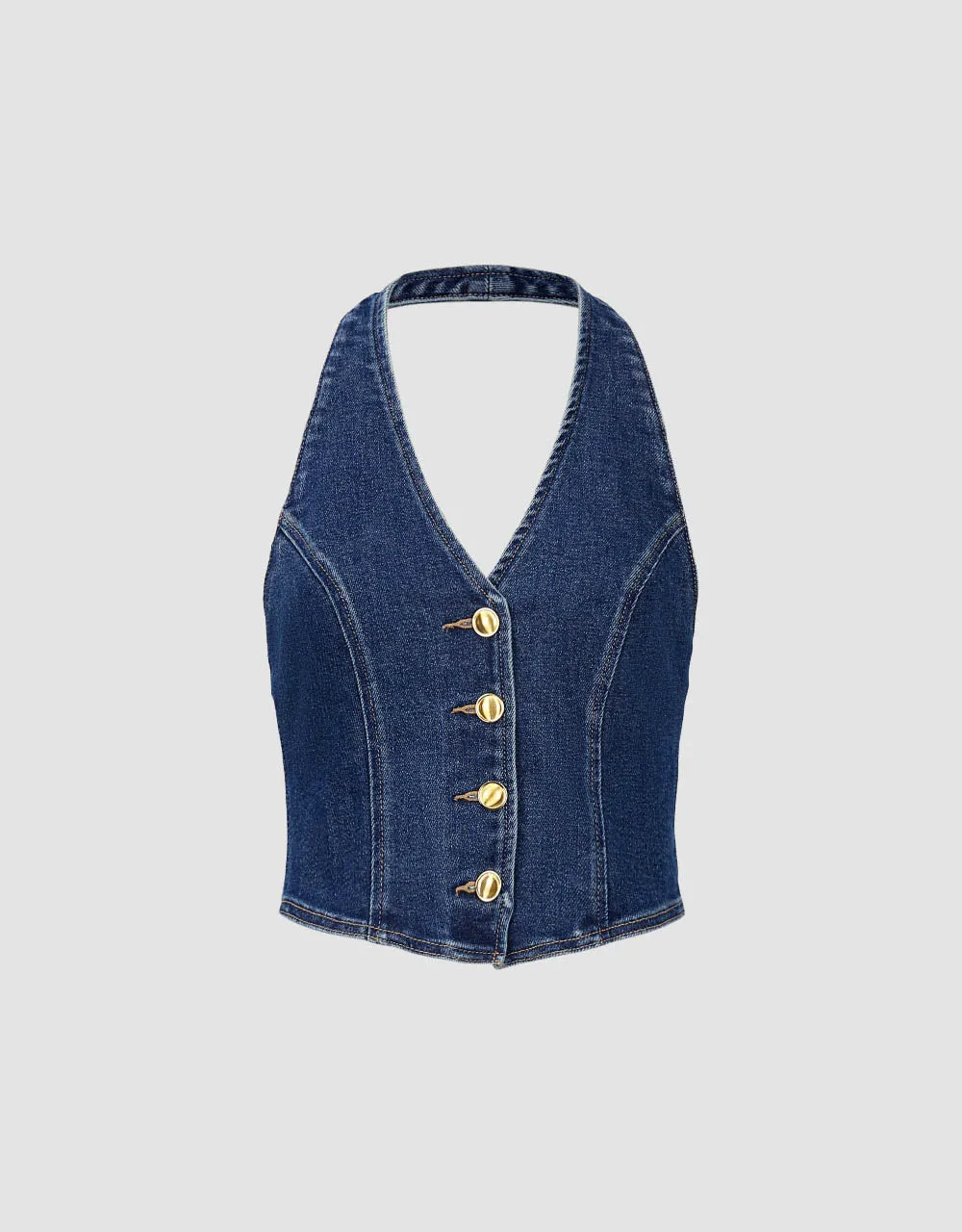 Halter Neck Skinny Denim Vest sold by Urban Revivo product image thumbnail 2