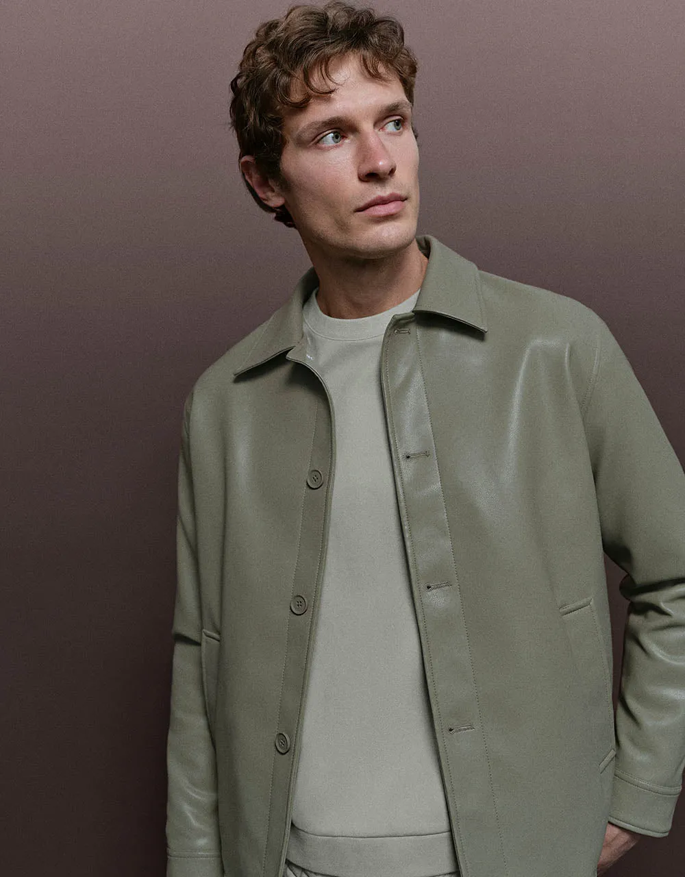 Button Up Vegan Leather Jacket sold by Urban Revivo product image thumbnail 3