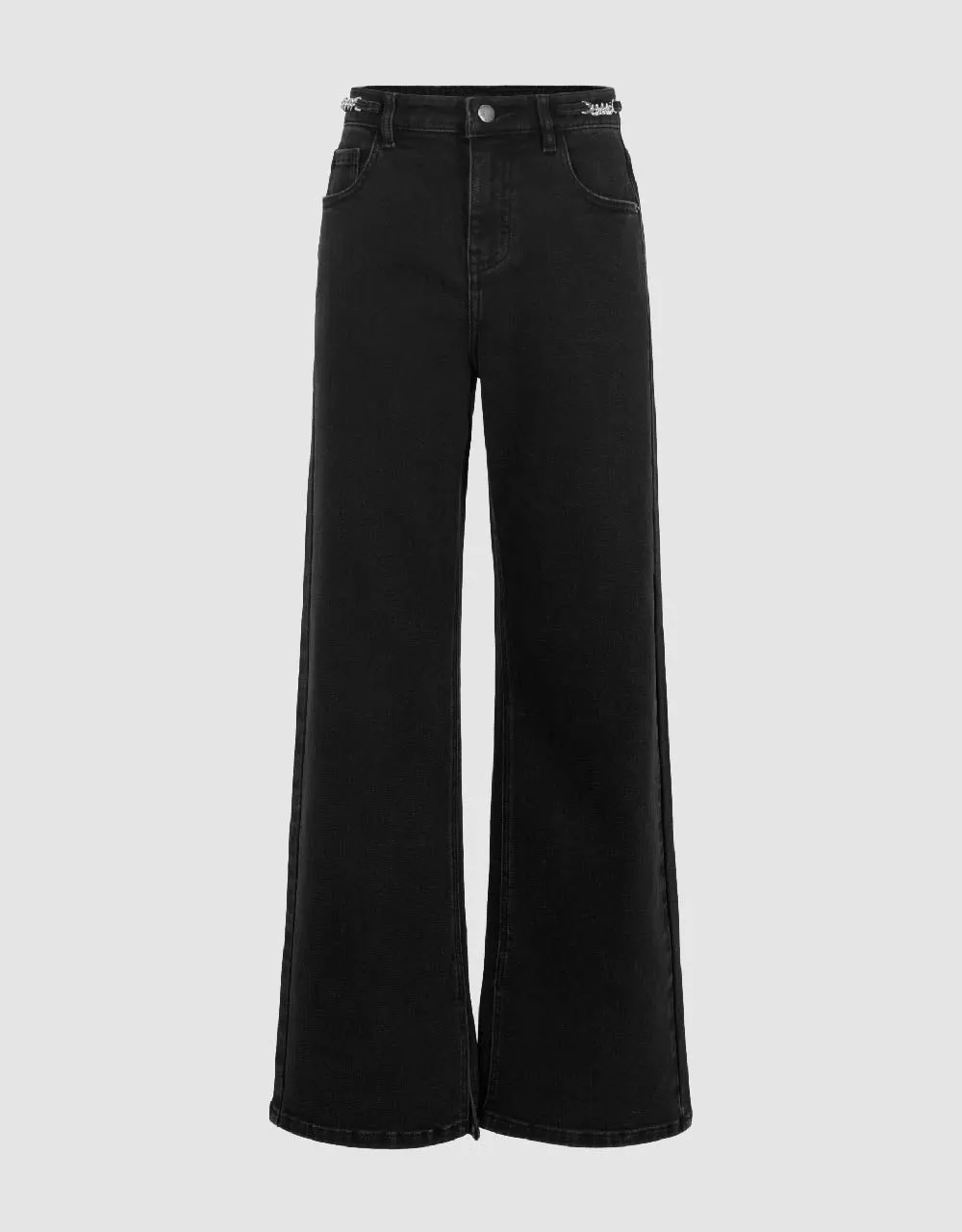 Wide-Leg Jeans With Chain Décor sold by Urban Revivo