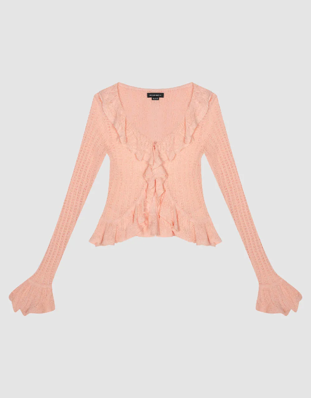 Ruffle V-Neck Skinny Knitted Cardigan sold by Urban Revivo product image thumbnail 2