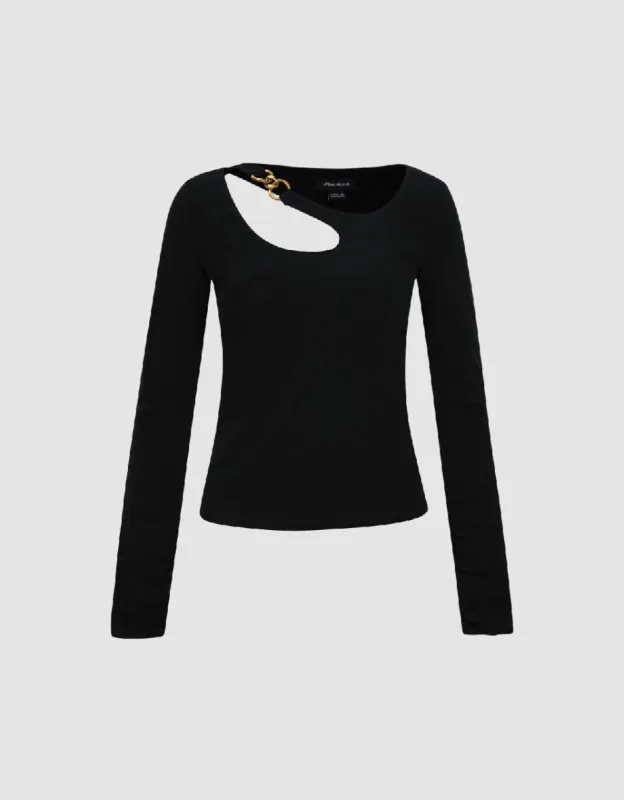 One Shoulder Skinny Knitted T-Shirt sold by Urban Revivo