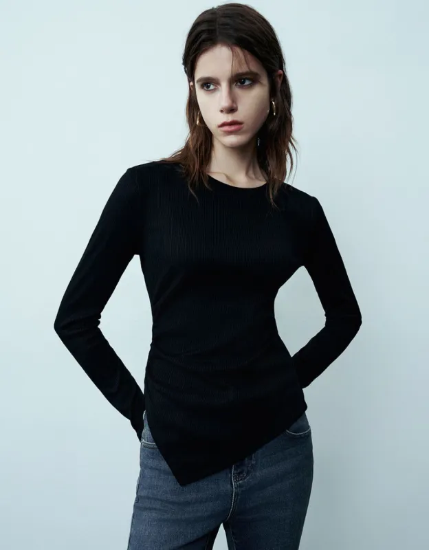 Crew Neck Skinny Knitted T-Shirt sold by Urban Revivo