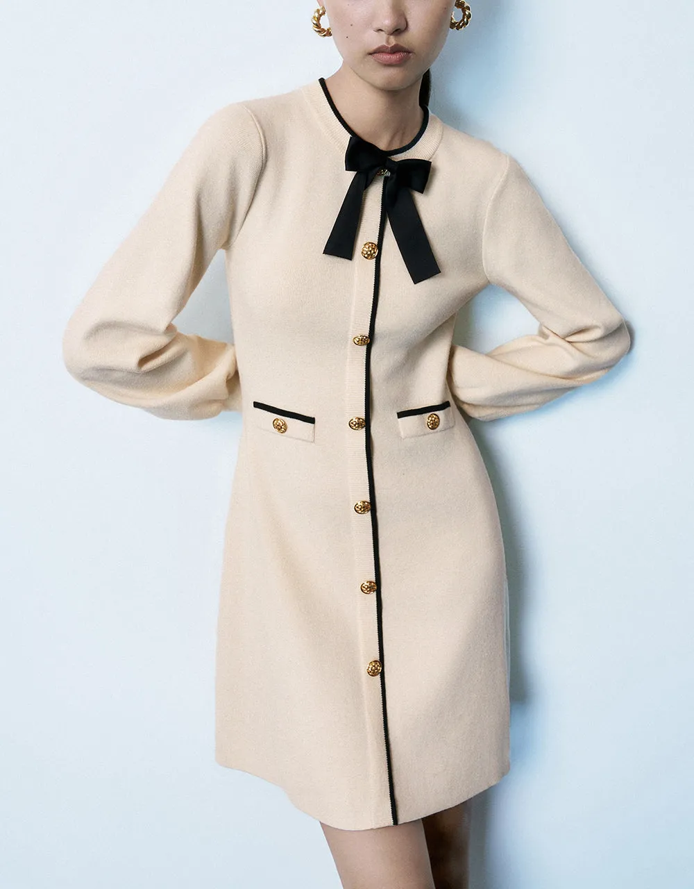 Bow Decor Crew Neck Knitted Dress sold by Urban Revivo product image thumbnail 2