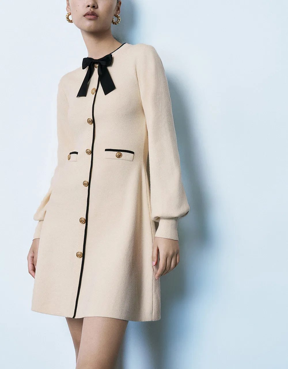 Bow Decor Crew Neck Knitted Dress sold by Urban Revivo product image thumbnail 3