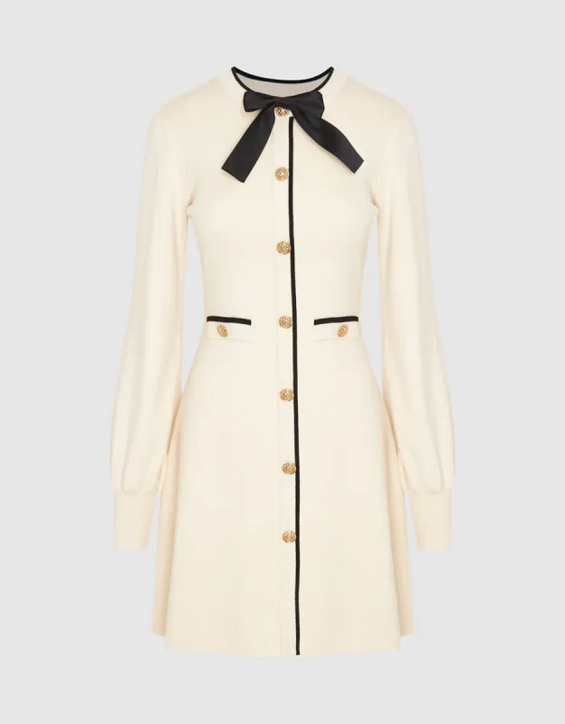 Bow Decor Crew Neck Knitted Dress sold by Urban Revivo