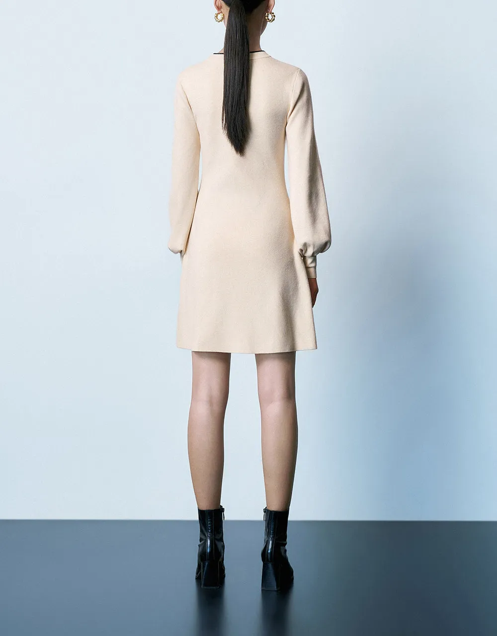 Bow Decor Crew Neck Knitted Dress sold by Urban Revivo product image thumbnail 4