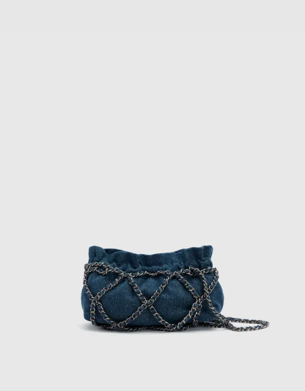 Ruched Chain Denim Shoulder Bag sold by Urban Revivo