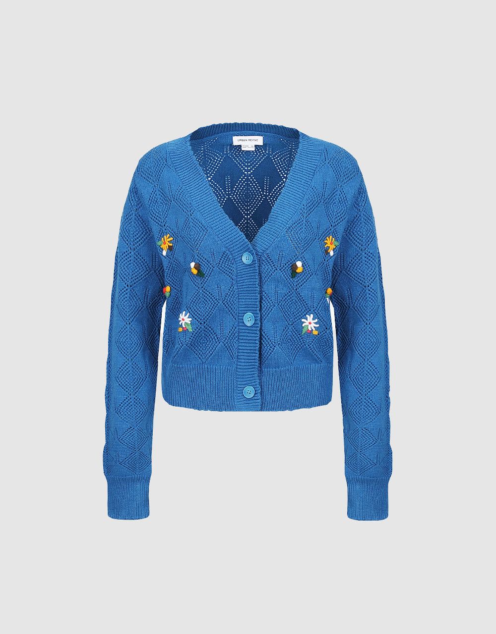 Flower Embroidered V-Neck Knitted Cardigan sold by Urban Revivo product image thumbnail 2
