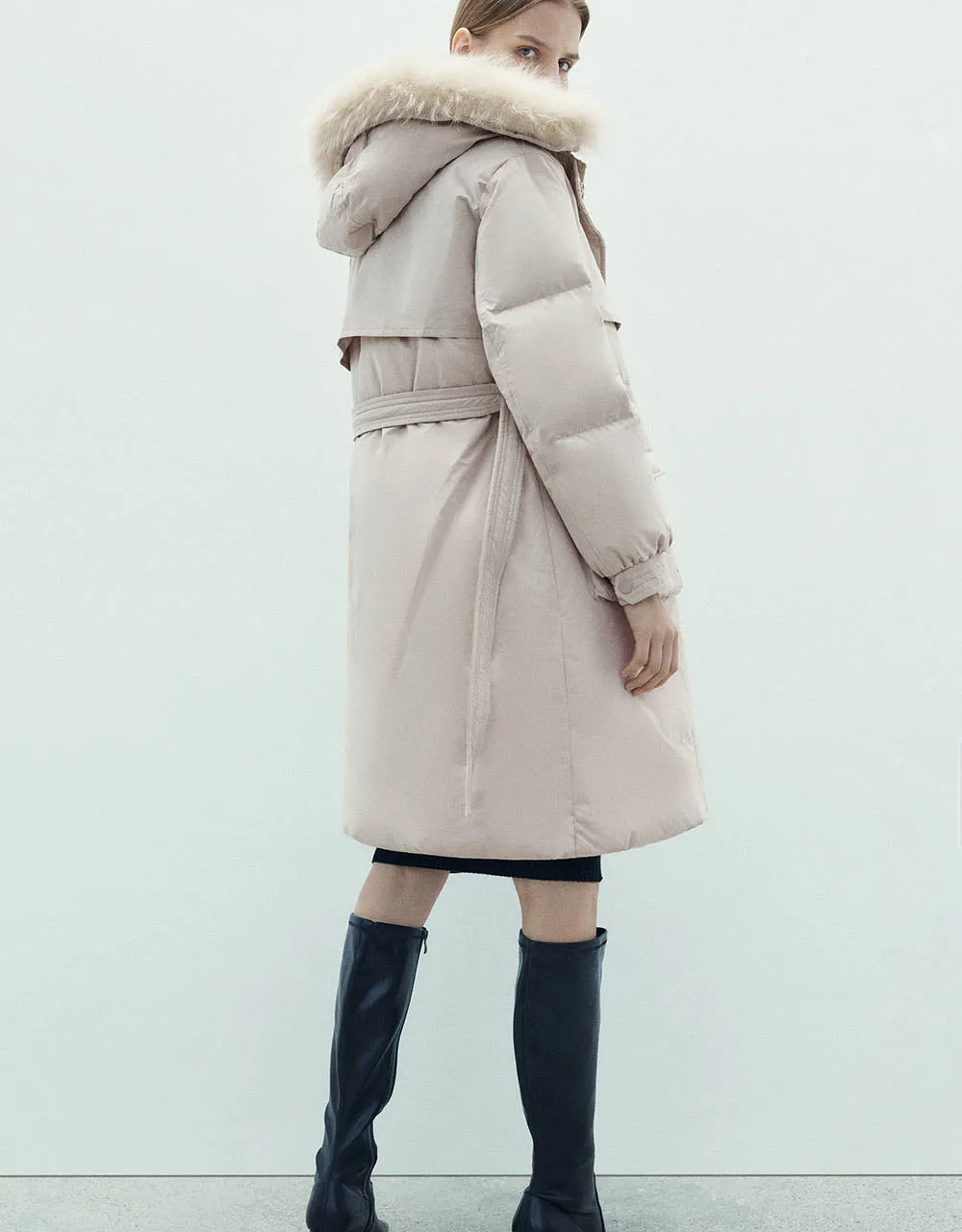 Hooded Straight Down Jacket With Detachable Furry Collar sold by Urban Revivo product image thumbnail 5