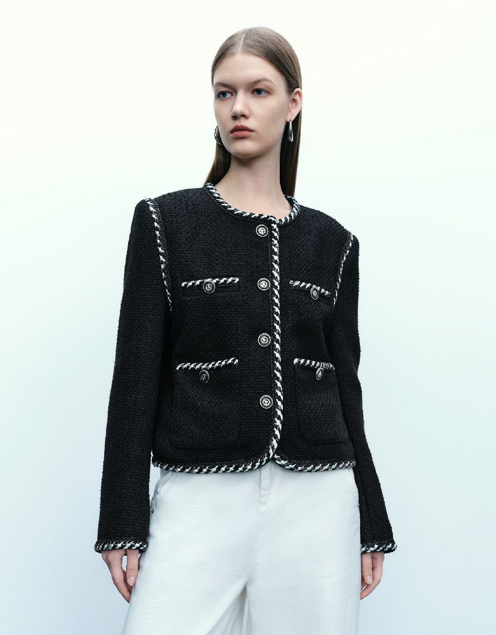 Crew Neck Tweed Jacket sold by Urban Revivo