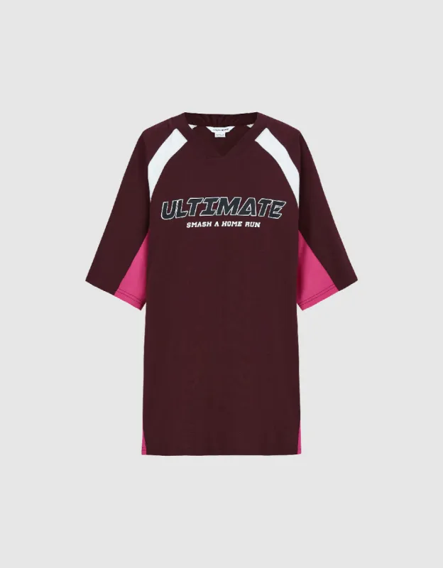 Letter Printed Raglan Sleeve Loose T-Shirt sold by Urban Revivo