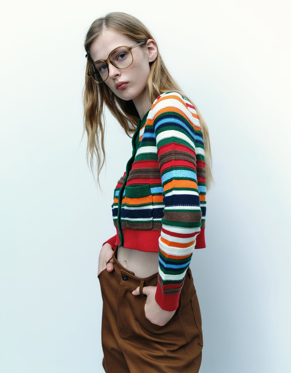 Striped Crew Neck Knitted Cardigan sold by Urban Revivo product image thumbnail 3