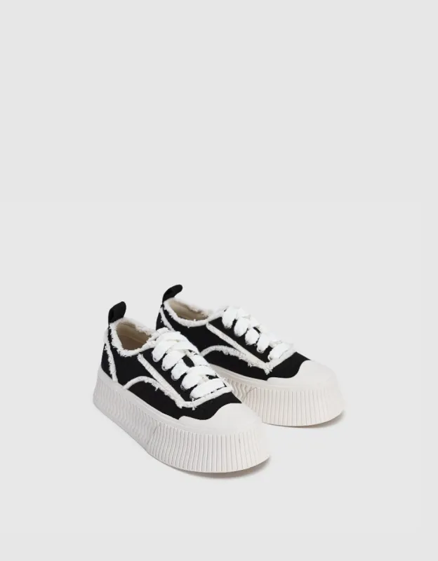 Raw Hem Round Toe Sneakers made by Urban Revivo