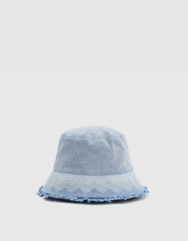 Raw Hem Denim Bucket Hat sold by Urban Revivo