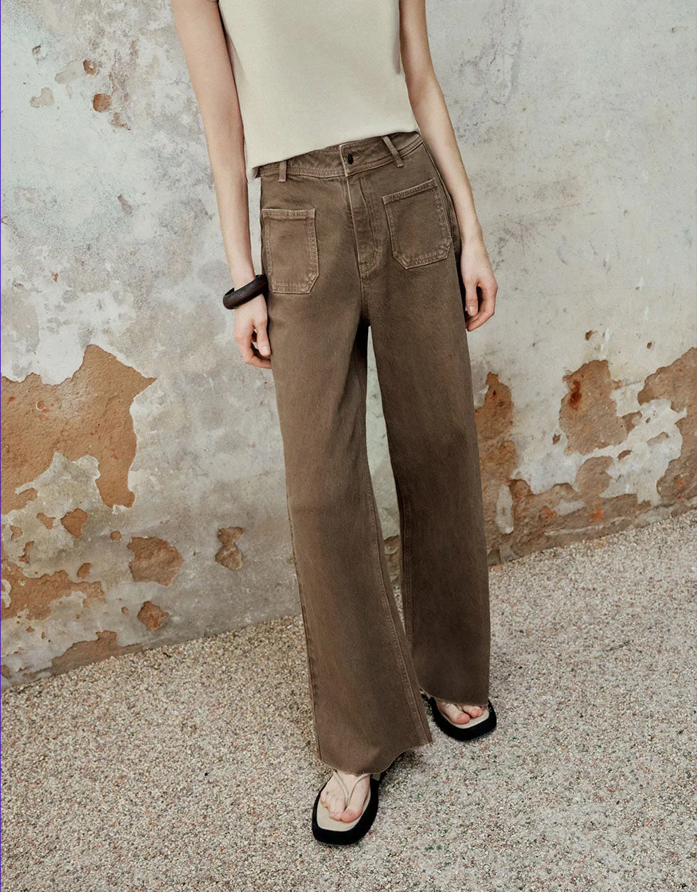 Front Pocket Wide-Leg Jeans sold by Urban Revivo product image thumbnail 4