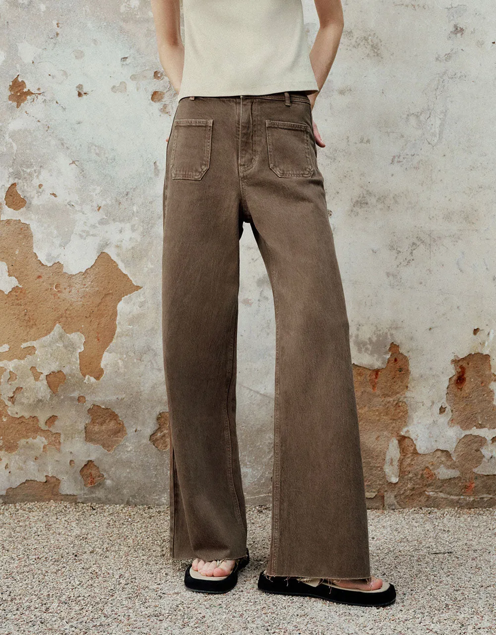 Front Pocket Wide-Leg Jeans sold by Urban Revivo product image thumbnail 2