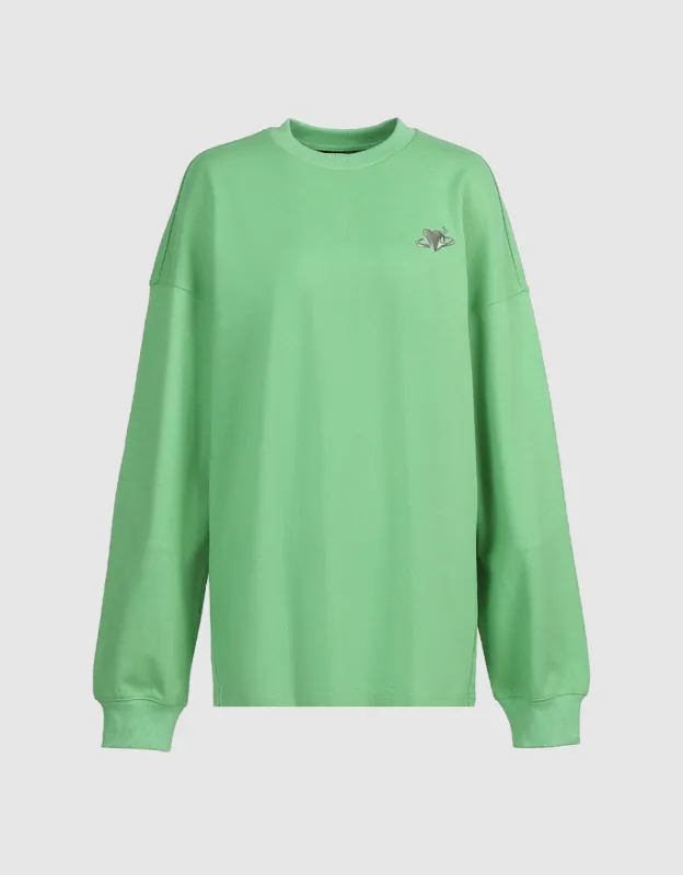 Heart Detail Crew Neck Sweatshirt sold by Urban Revivo