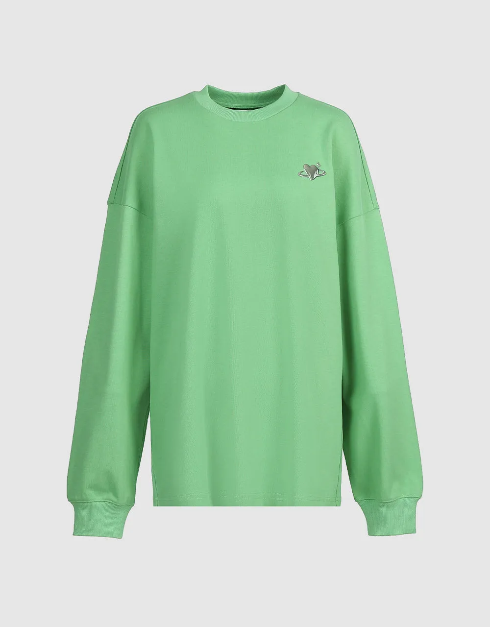 Heart Detail Crew Neck Sweatshirt sold by Urban Revivo