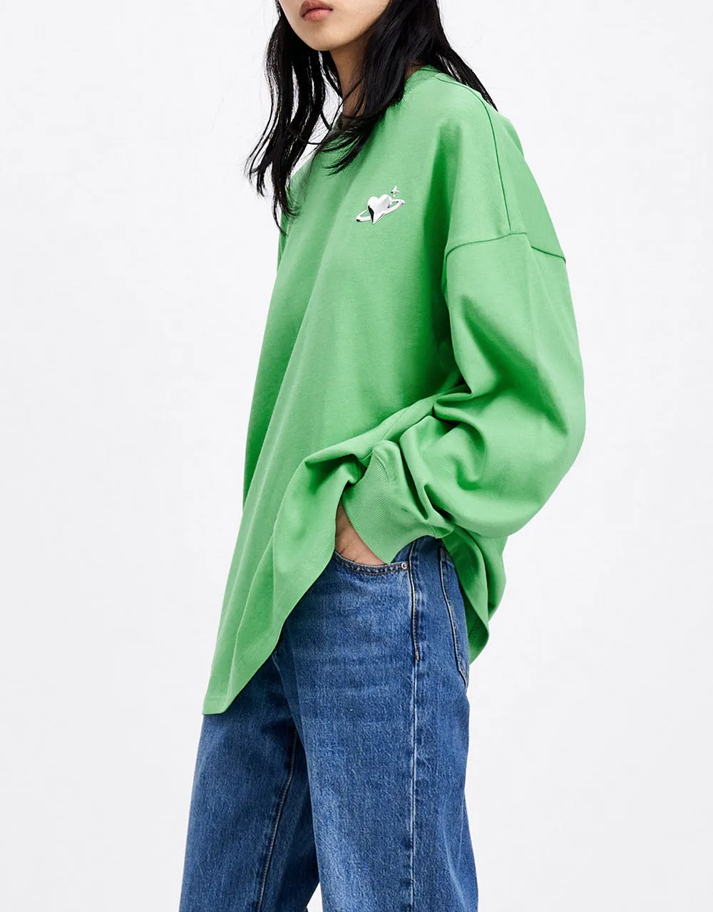 Heart Detail Crew Neck Sweatshirt sold by Urban Revivo product image thumbnail 2