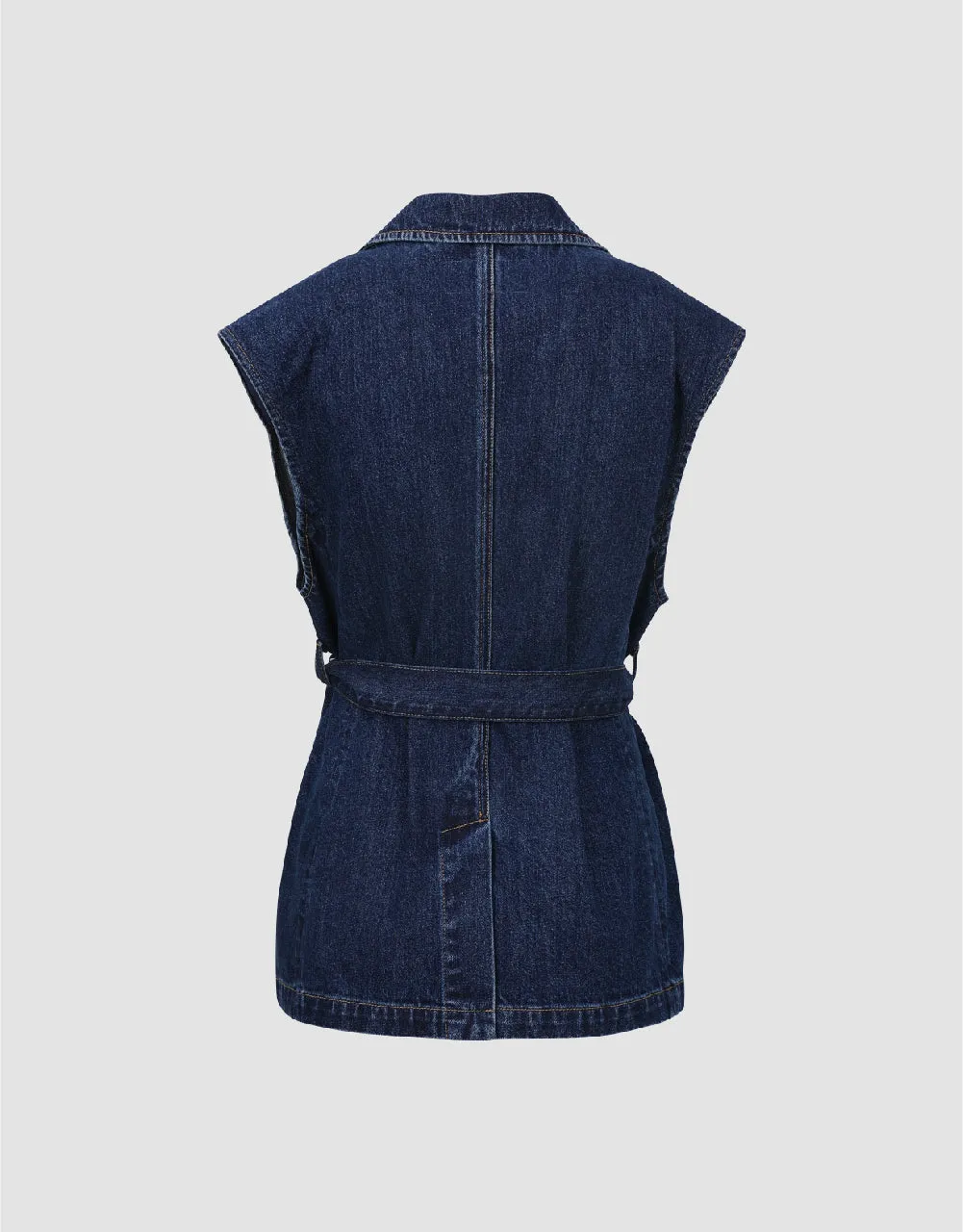 V-Neck Denim Waistcoat With Belt sold by Urban Revivo product image thumbnail 5