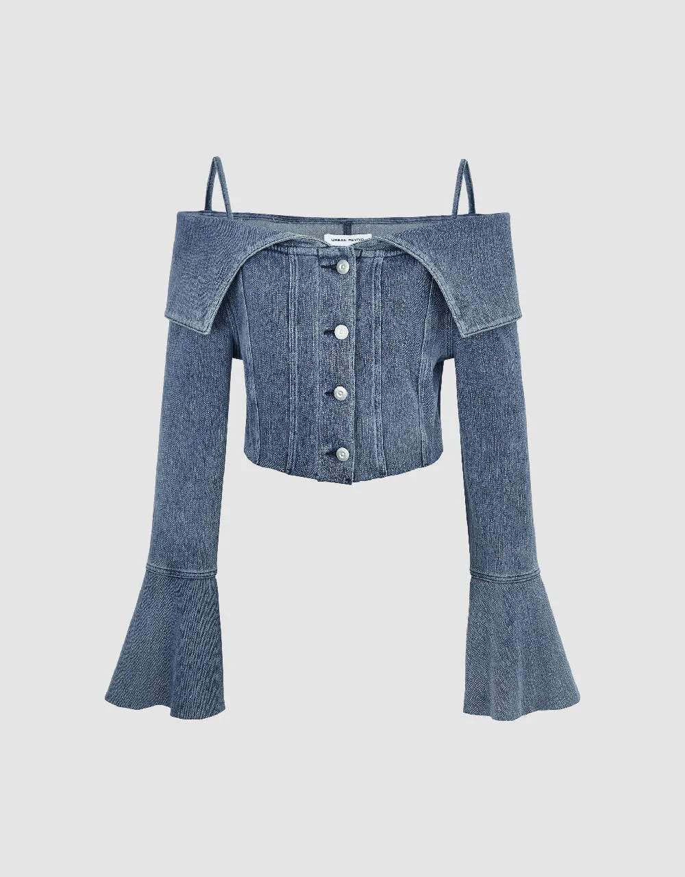 Butterfly Sleeve Off-Shoulder Denim Shirt sold by Urban Revivo product image thumbnail 2