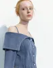 Butterfly Sleeve Off-Shoulder Denim Shirt sold by Urban Revivo