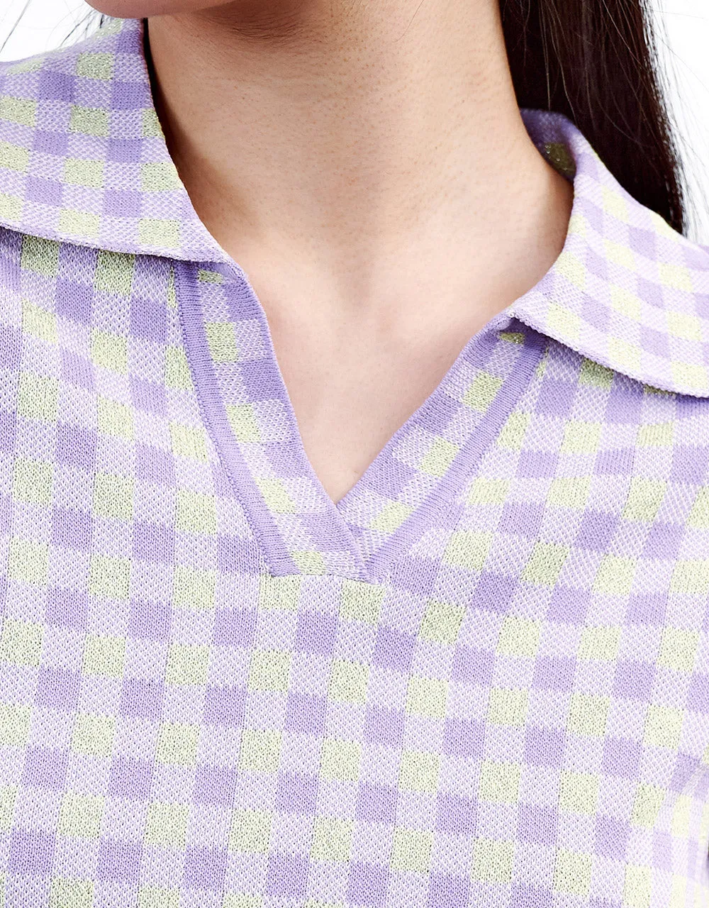 Checkered Short Sleeve Knitted Top sold by Urban Revivo product image thumbnail 3