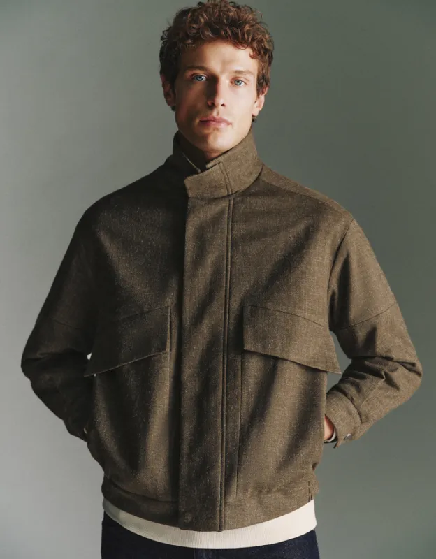 Stand Collar Woolen Jacket sold by Urban Revivo