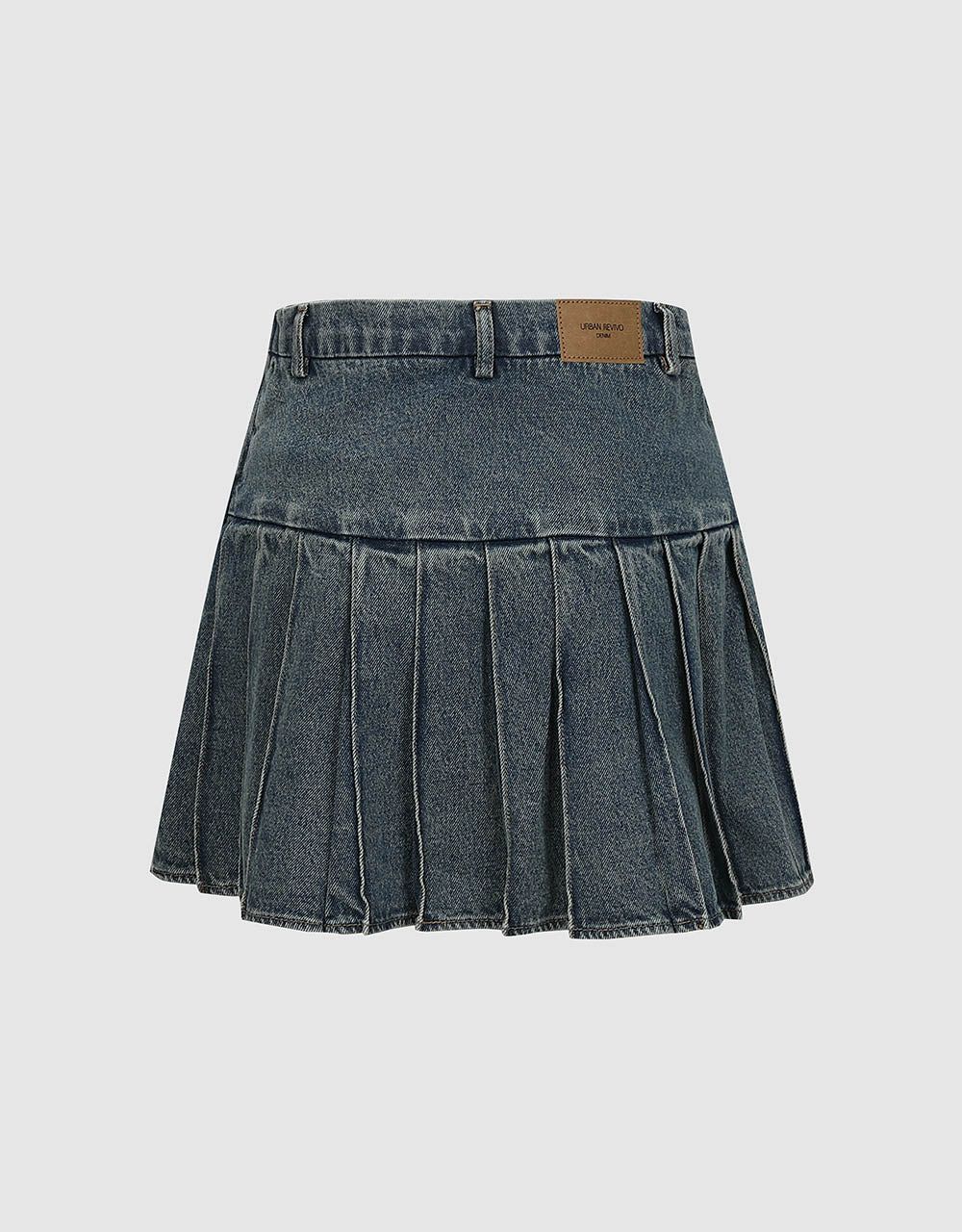 Pleated Mini Denim Skirt sold by Urban Revivo product image thumbnail 3