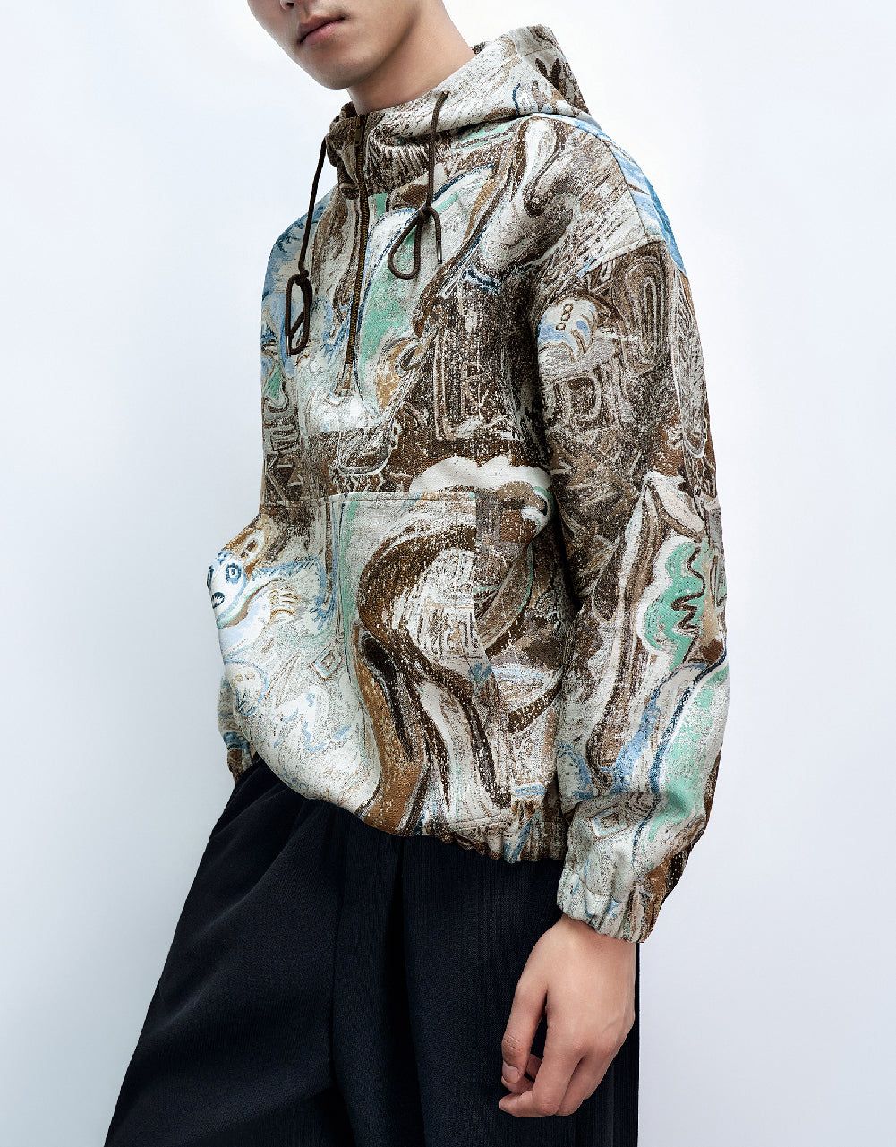 Zip Half Placket Hooded Overhead Shirt sold by Urban Revivo product image thumbnail 3