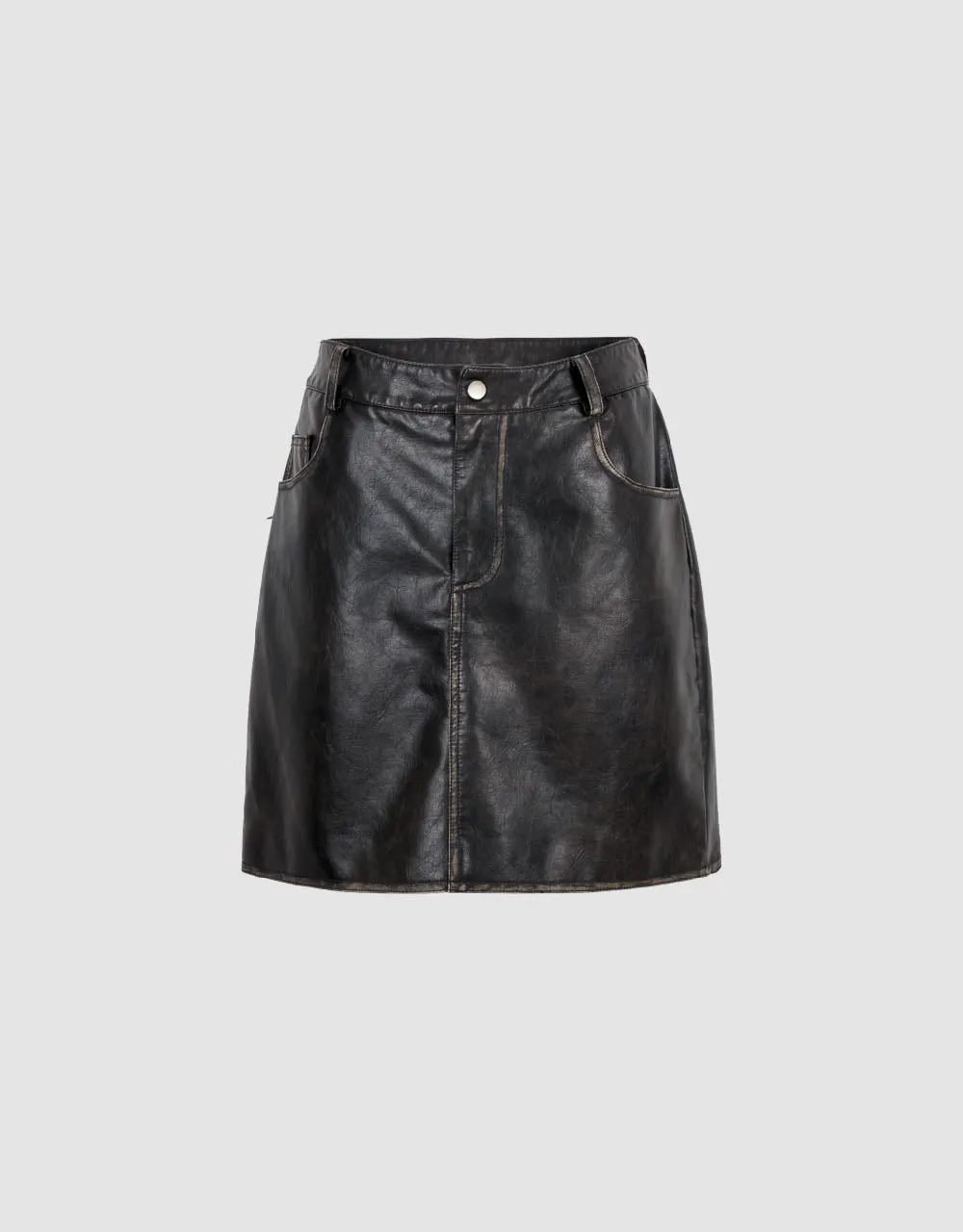Vegan Leather Mini A-Line Skirt sold by Urban Revivo