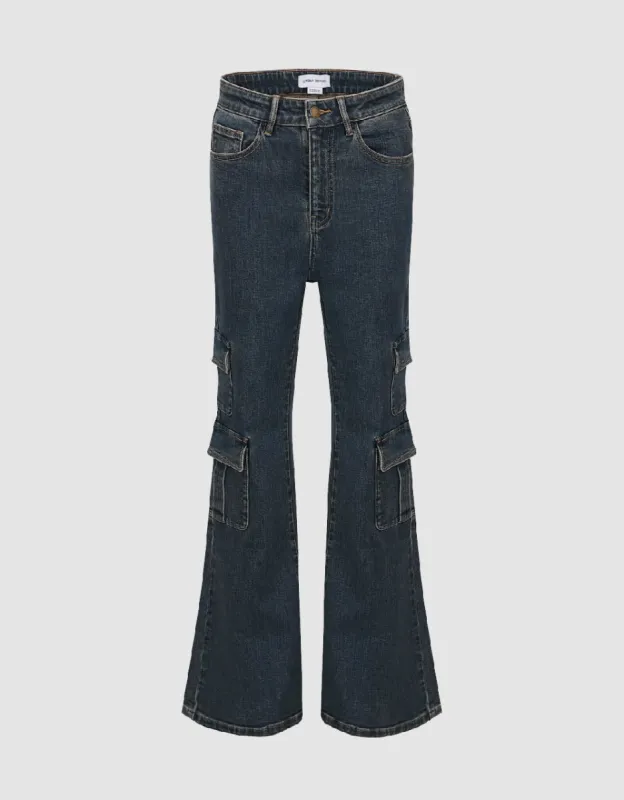 Multi-Pocket Flare Jeans sold by Urban Revivo