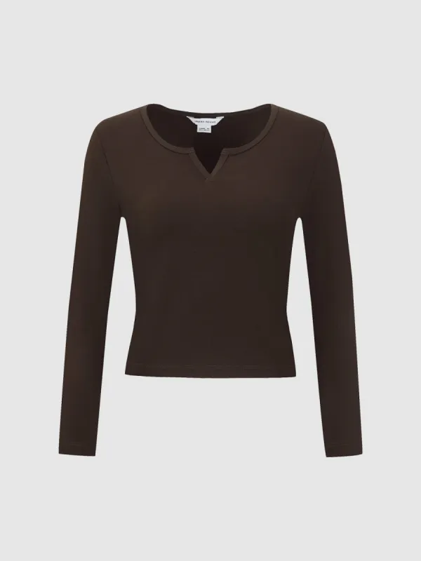 Notch Neck Skinny T-Shirt sold by Urban Revivo