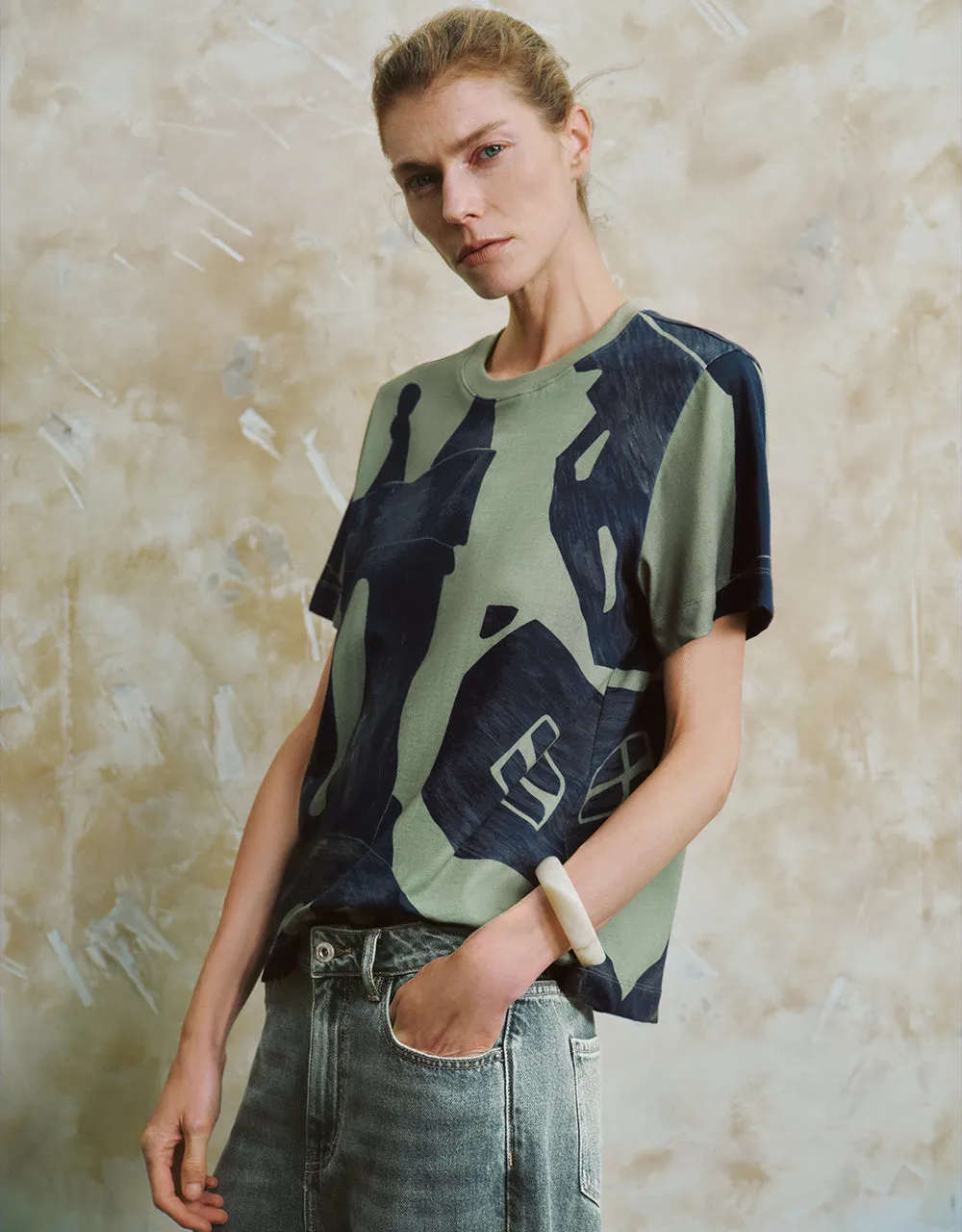 Printed Crew Neck Loose T-Shirt sold by Urban Revivo product image thumbnail 3