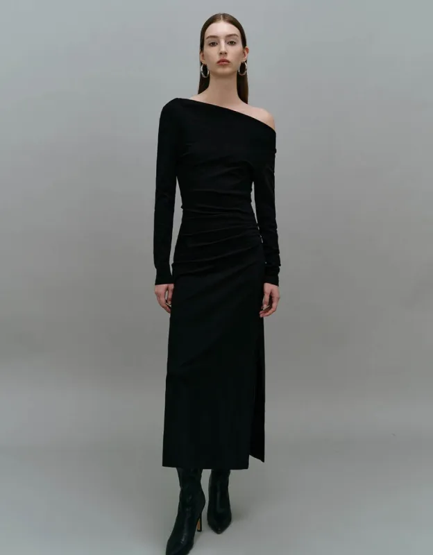 Ruched Off-Shoulder Straight Dress sold by Urban Revivo