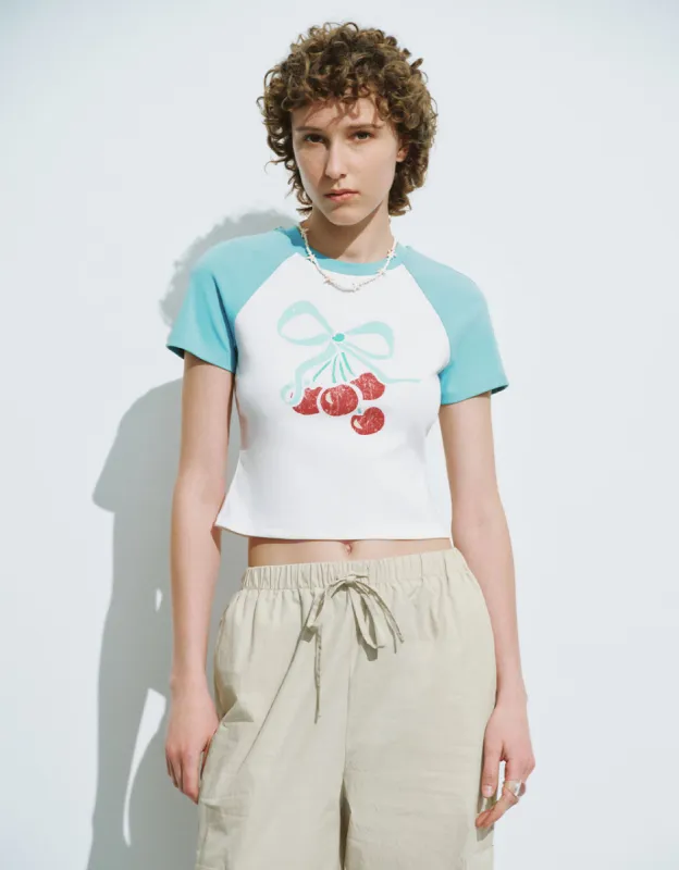 Raglan Sleeve Crew Neck Skinny T-Shirt sold by Urban Revivo