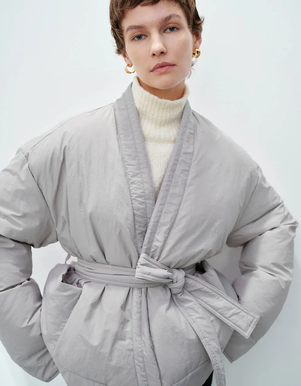 V-Neck Padded Coat With Belt sold by Urban Revivo product image thumbnail 5