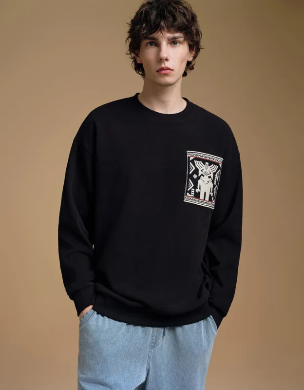 Drop Shoulder Sleeve Crew Neck Sweatshirt sold by Urban Revivo