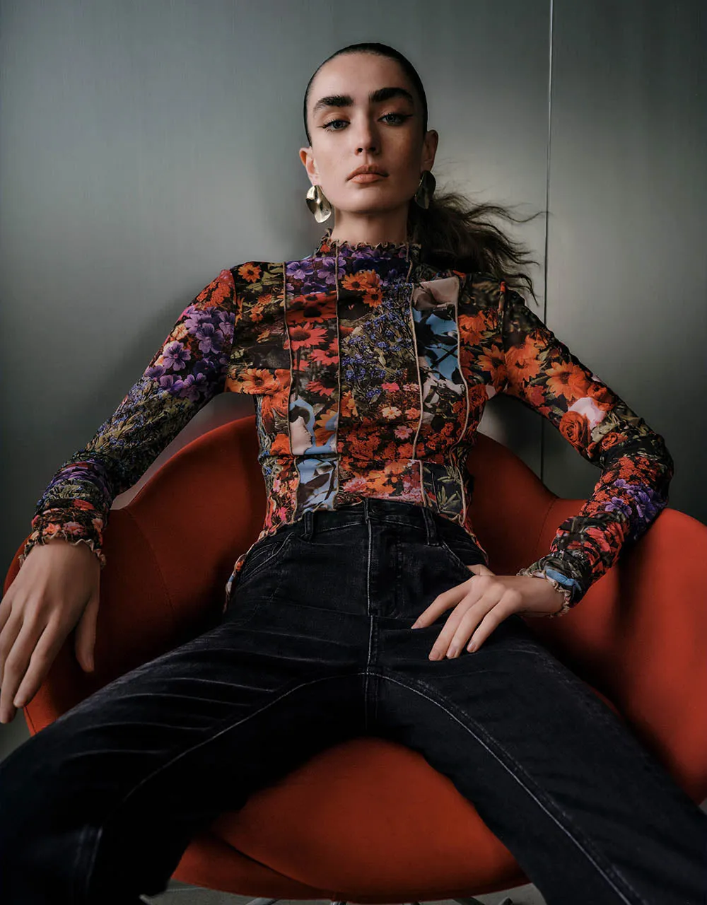 Floral Printed Stand Collar T-shirt sold by Urban Revivo product image thumbnail 4