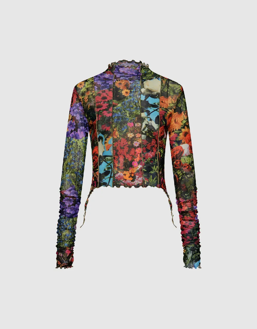 Floral Printed Stand Collar T-shirt sold by Urban Revivo product image thumbnail 2