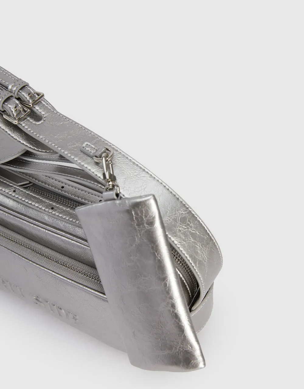 Letter Embossed Vegan Leather Baguette Bag sold by Urban Revivo product image thumbnail 5