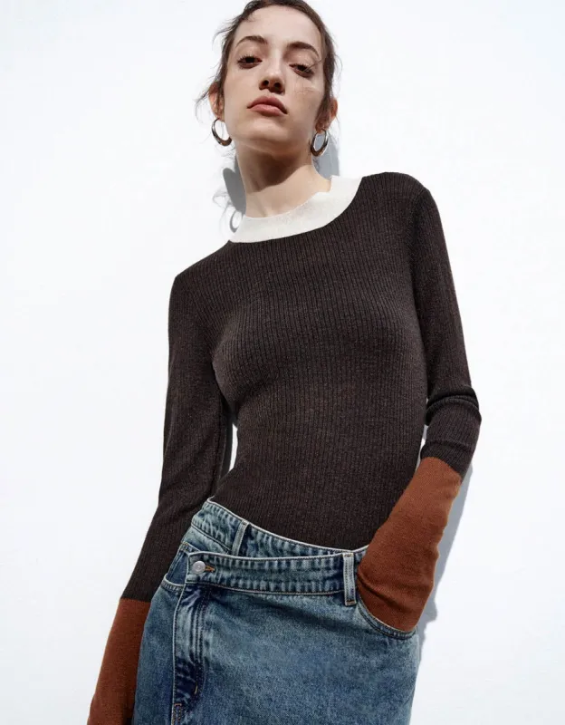 Crew Neck Skinny Knitted T-Shirt sold by Urban Revivo