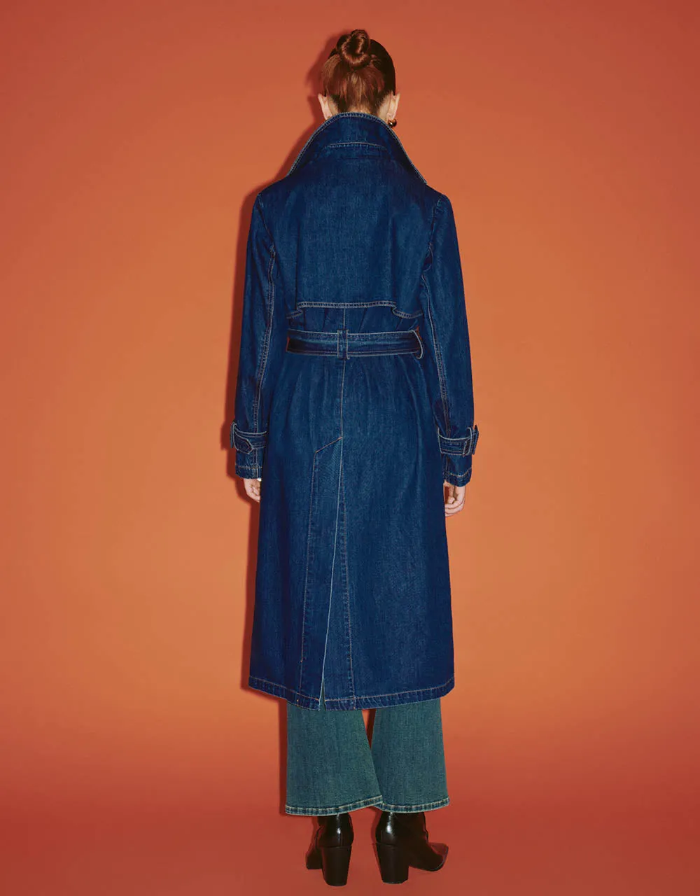 Notch Lapel Denim Trench Coat With Belt sold by Urban Revivo product image thumbnail 5